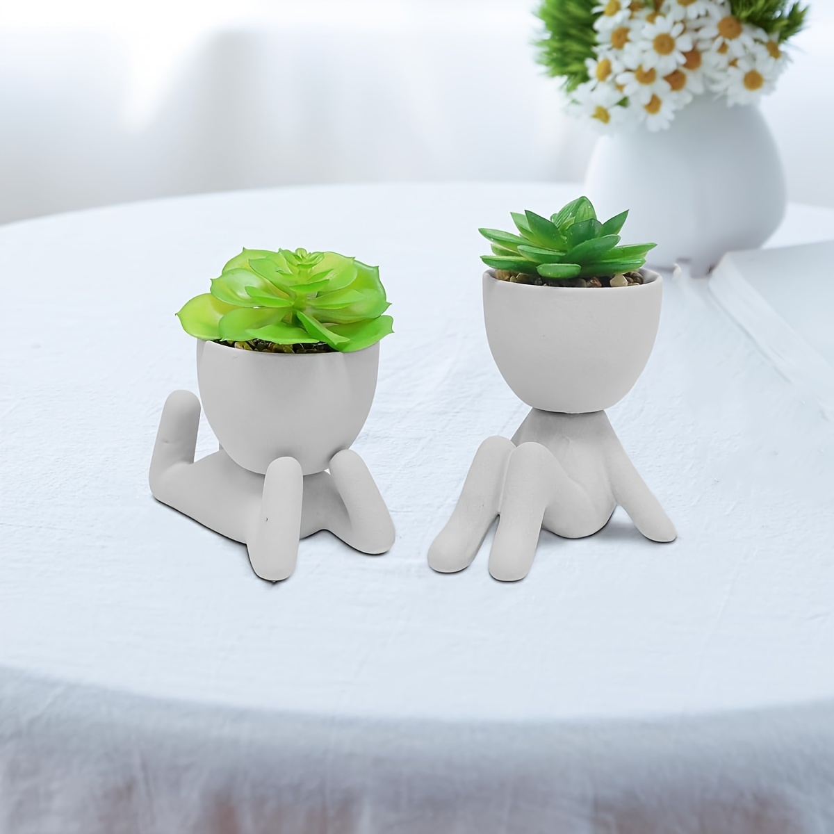 Pots Fleurs Forme des Dents Blanc Céramique Flower Pot Moderne