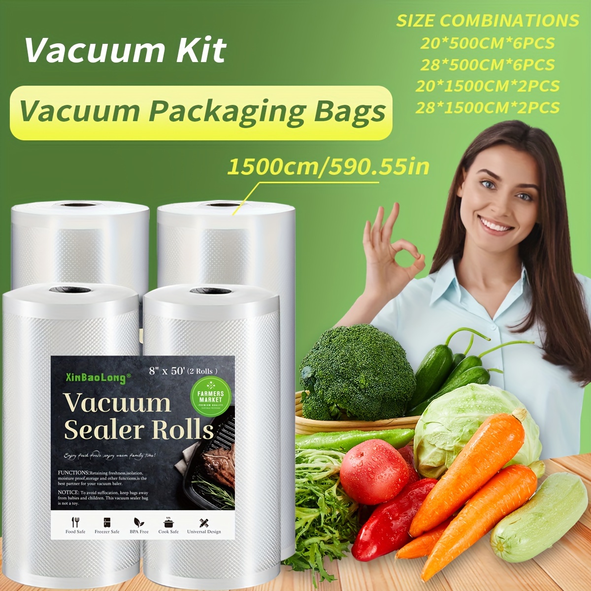 

2/6pcs Food Vacuum Sealed Bags, Free Of Bisphenol A, Diamond Shaped Vacuum Film Bags, Vacuum Preservation Bags, Film Food Packaging Bags