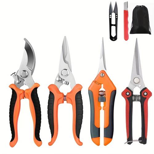 6 piece heavy duty garden pruning shears set stainless steel ergonomic non slip handles for multi functional pruning shears fruit picking shears branch cutters for lawn trimming fruit harvesting random colors