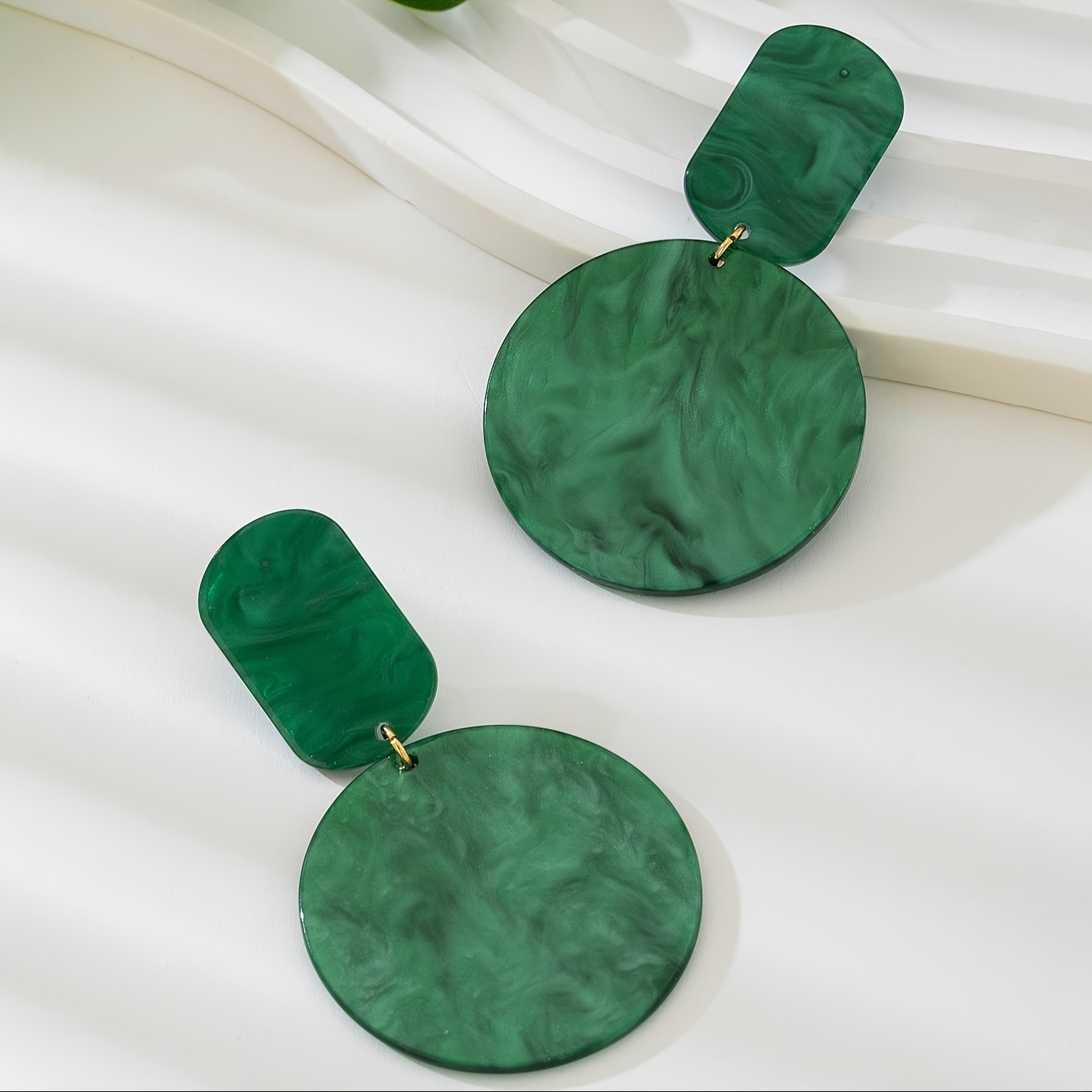 TEMU Une paire de boucles d'oreilles rondes géométriques vintage vertes pour femmes, cadeau de fête idéal