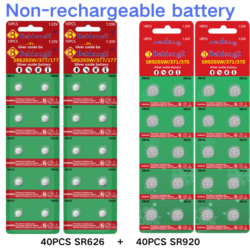 TEMU 40 Pack Sr626 + 40 Pack Sr920 Button Cell Batteries - For /digital Watches, Pocket Watches, Stopwatches & Small Electronic Gadgets,