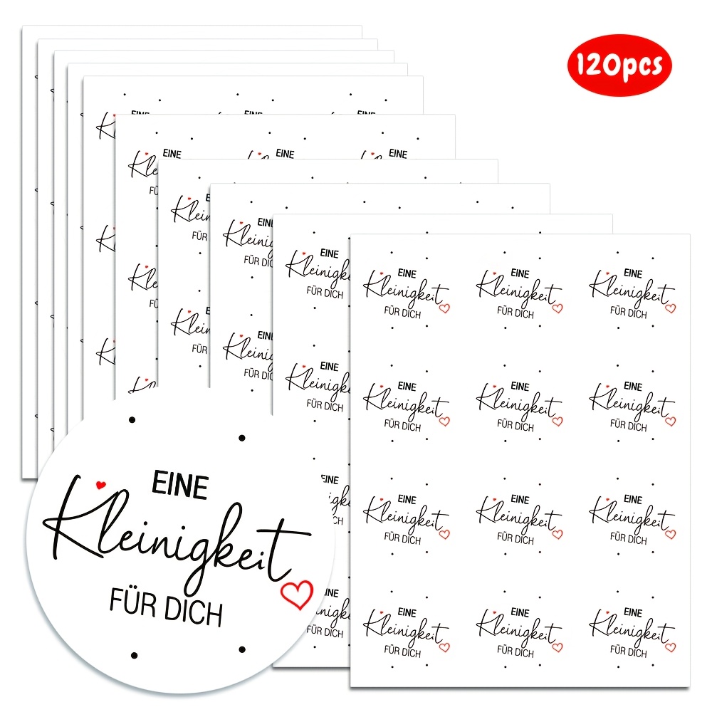 E-shop 120 Stück 3,8 cm (1,5 Zoll) Aufkleber speziell für Deutsche, mit süßen deutschen Sprüchen. Ein kleines Etwas für Dich, romantische Geschenke,
