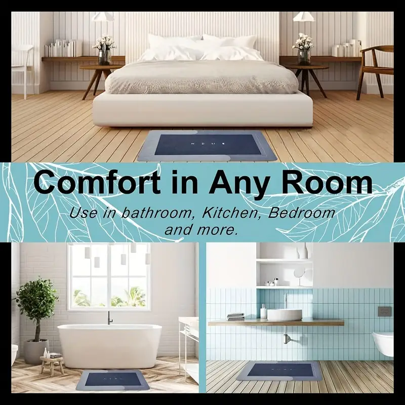 1pc super absorbent diatomaceous earth bathroom mats - quick-drying, non-slip floor mats, mats, ideal for bathroom, carpets, and bathroom door mats, water absorption Product details 17