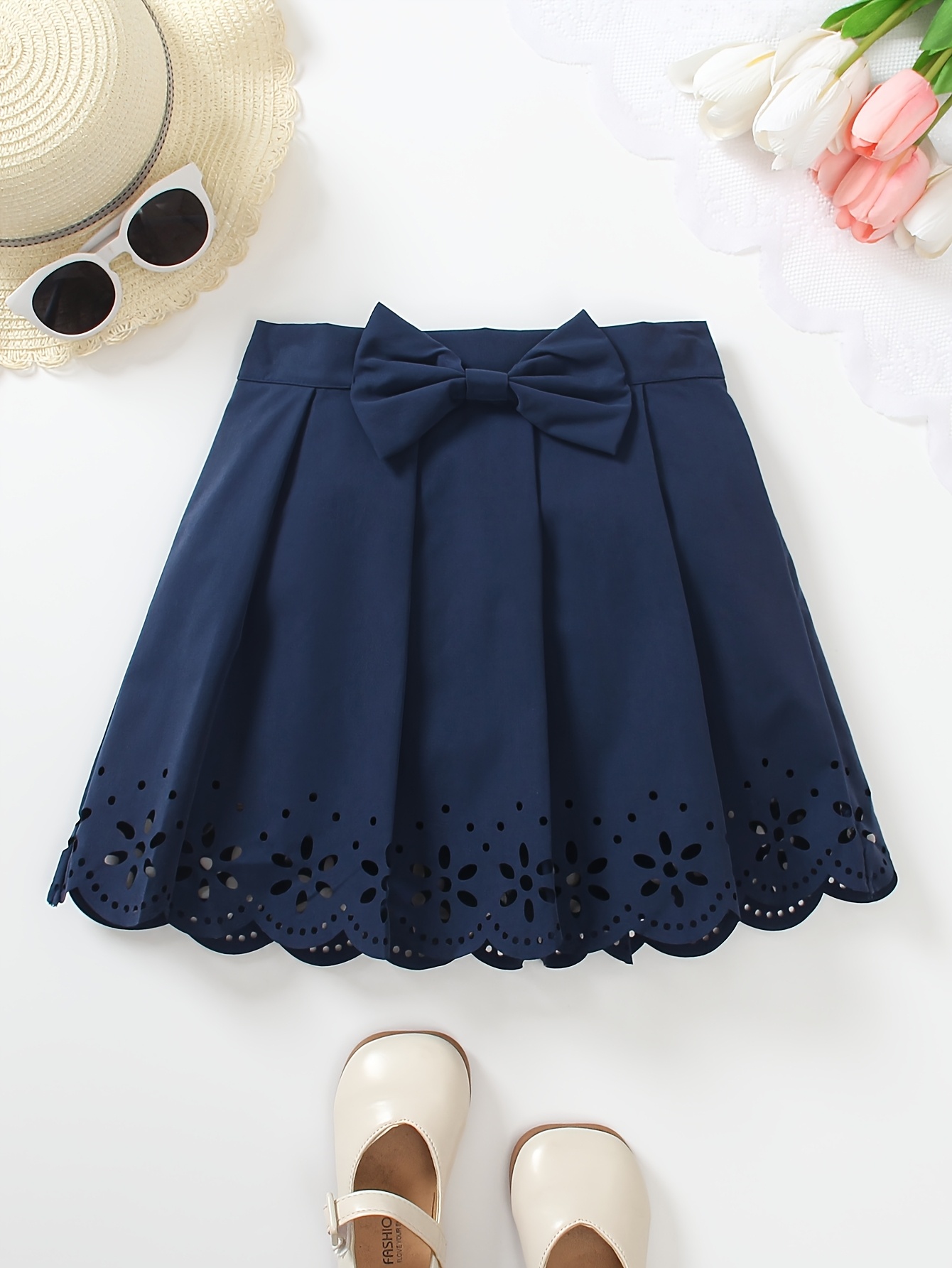 Girl's College Style - Casual Hollow-Out Lace - 3D Bow Half Skirt for Spring and Summer Parties