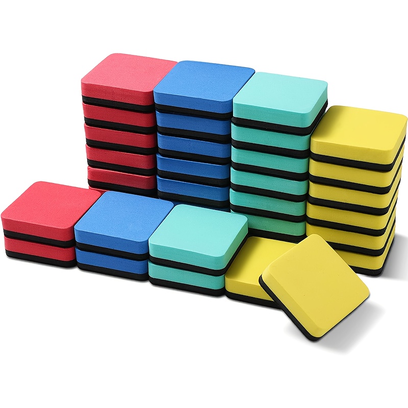 TEMU 24-pack Dry Erase Sponges, Whiteboard Erasers Bulk, Small Whiteboard Erasers, Mini Dry Erasers, Classrooms 4-color Set, Inches