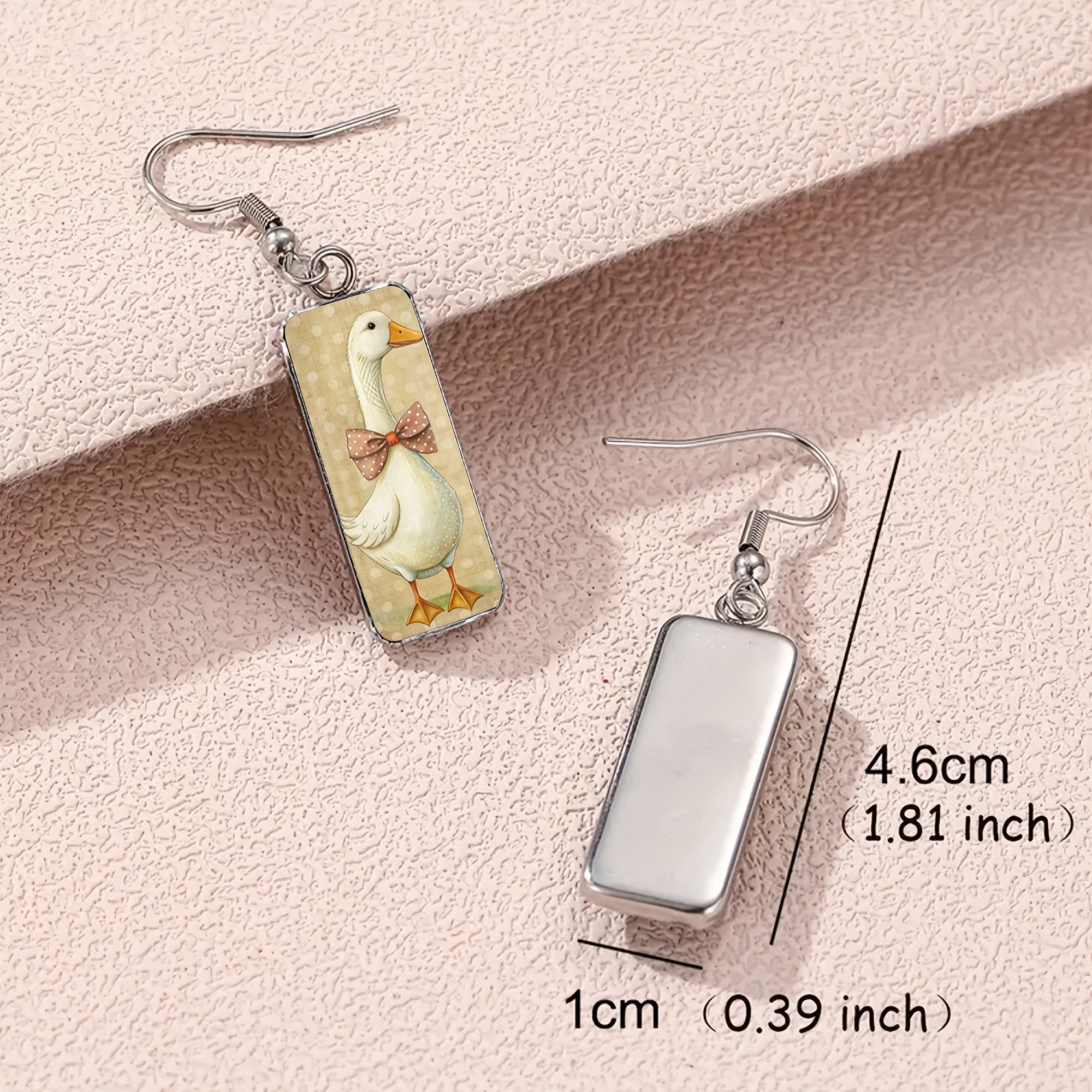 Cute Big White Goose Pattern Long Earrings