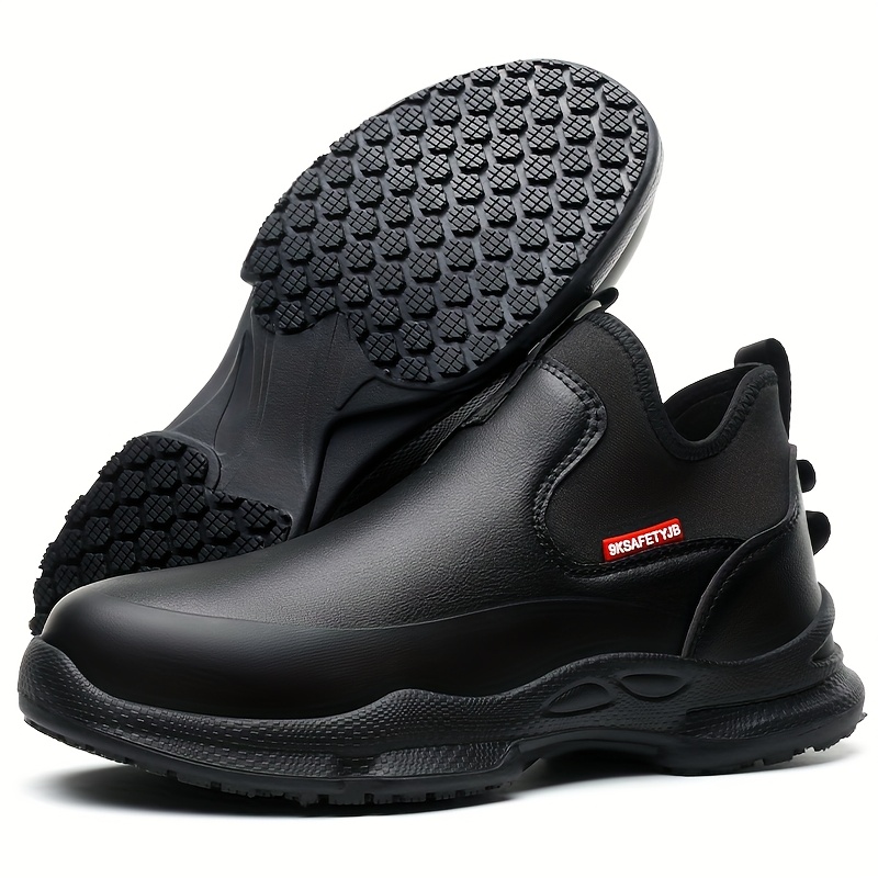 mens slip on chef shoes anti slip durable rubber sole ultra thick   traction   calf ankle support fabric lined   for kitchen outdoor commuting solid   kitchen shoes Product details 10