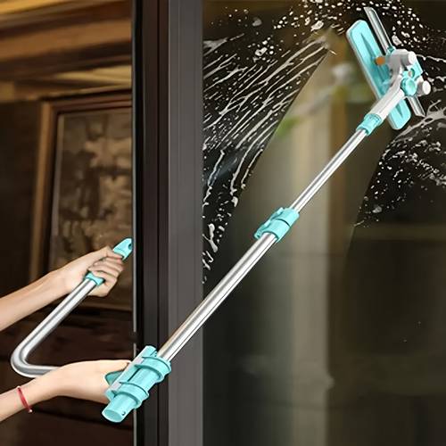 window cleaning kit with extendable telescopic pole durable pvc stainless steel ideal for indoor outdoor use outdoor window care adjustable cleaning tool durable pvc design window cleaning tools