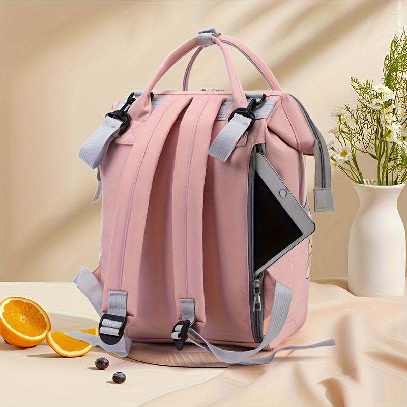 Bolso de Pañales y Mochila Compatible para - Estampado de Oso Lindo con Cierre de Broche, Bolso de Pañales Suave, Bolso de Viaje de Gran Capacidad, Organizador de Múltiples Bolsillos (Brillante,,,) - Multiuso para el trabajo