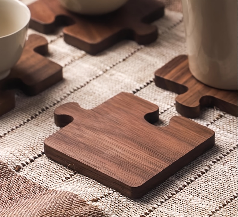 conjunto de posavasos de madera, resistente al  , elegante protección de mesa,   para café y té, uso en el hogar y  , hermosamente elaborados posavasos de madera detalles 1