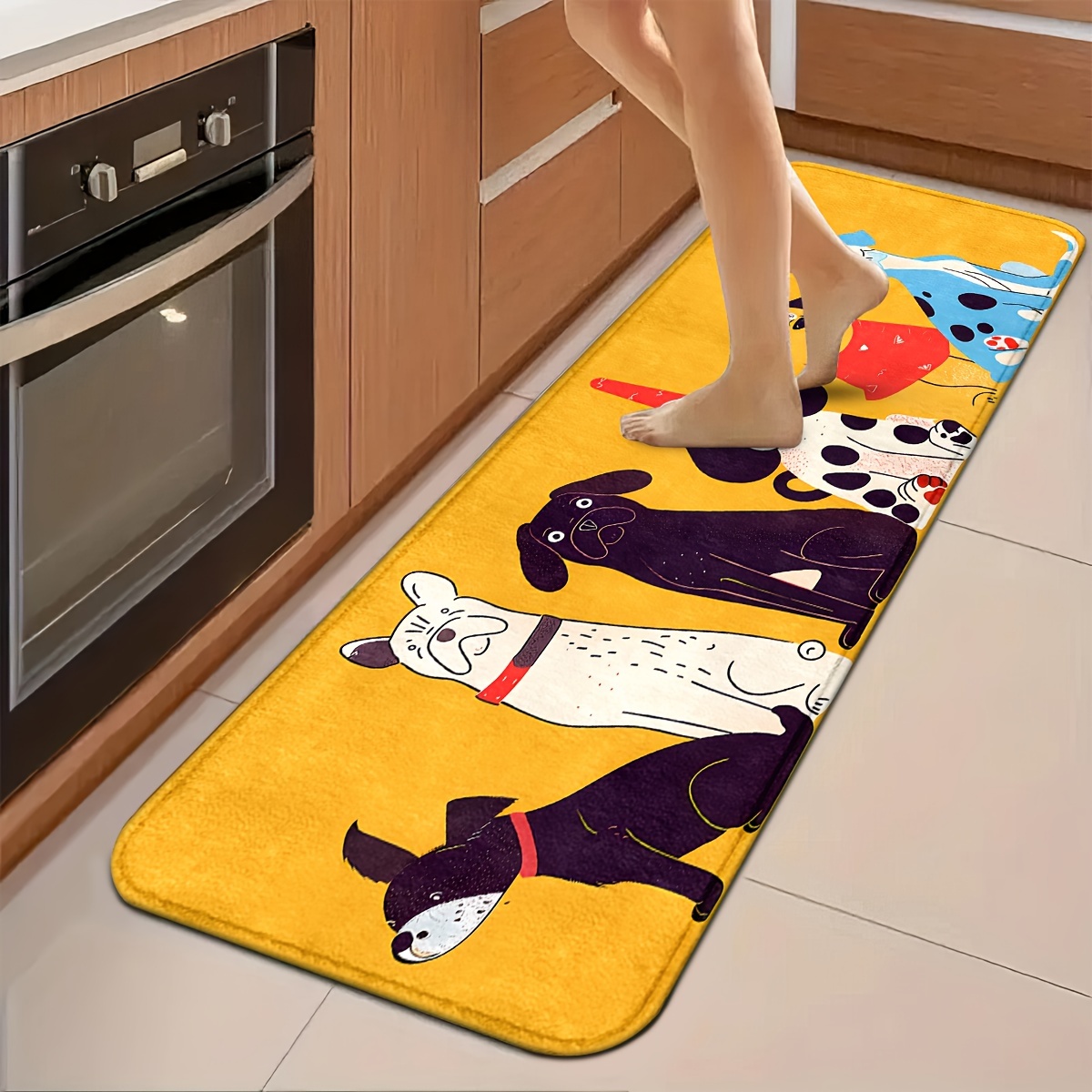 TEMU Festive Dog Animal Kitchen Mats: Non-slip, Durable, And Comfortable For Kitchen, Home, Office, Bathroom, And Laundry Room - In Different Sizes