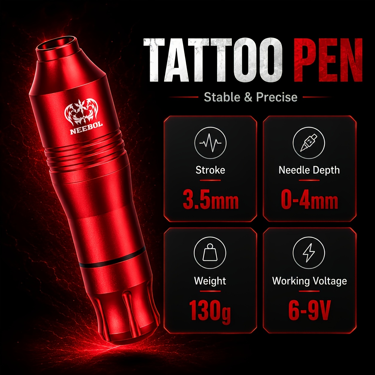 Neebol Complete Tattoo Machine Kit with 10 Needles