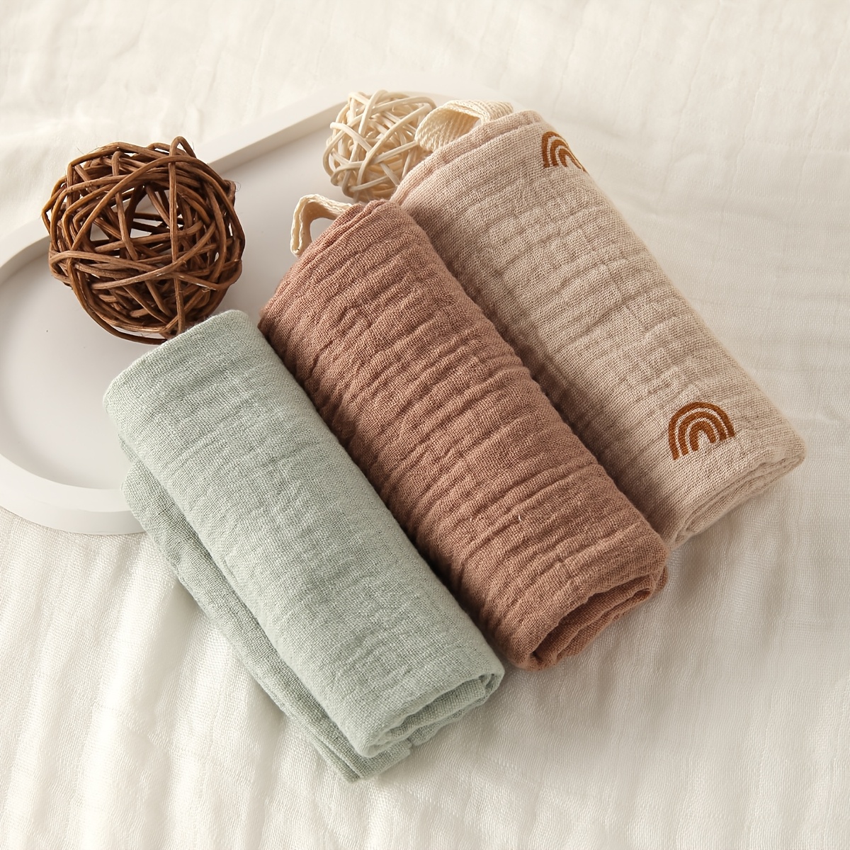 Image of 3 Baby Soft Cloth Four-layer Small Square Towel Saliva Towel Washcloth Baby Feeding Towel Handkerchief Towel