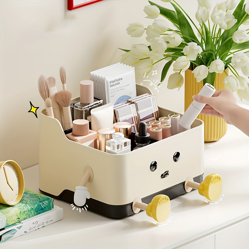  stylish storage organizer mold resistant light yellow plastic box for jewelry and small items details 1