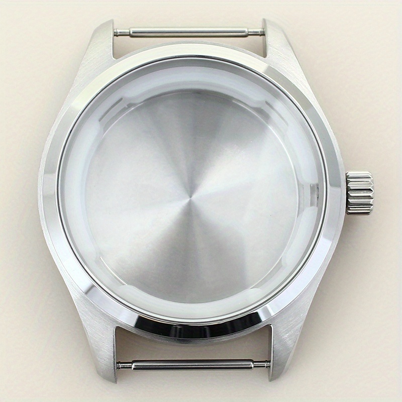 TEMU Boîtier de Montre Homme 40mm Argenté Brossé et Compatible NH38 Mouvement Automatique Verre pour Plongée