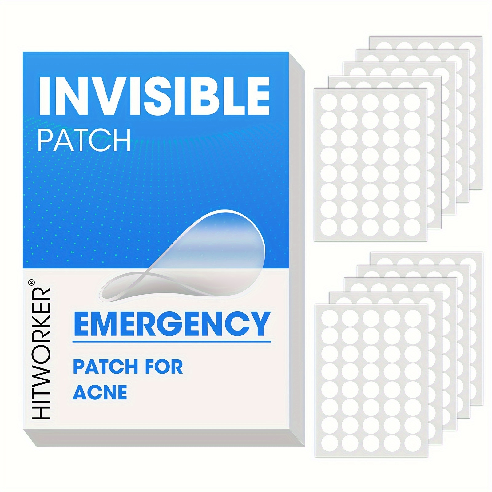 Image of 400 Patches Hitworker Hydrocolloid Patches Suitable For Face - Fast-acting Pimple, Absorbs Zits, Invisible Under /skin, Drug- Stickers For Blemishes, Suitable For Skin Types (men &)