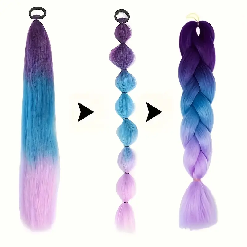 2pcs 26 inch diy ponytail hair extensions for braided hair extensions heat resistant synthetic braided hair for women hair accessories details 2