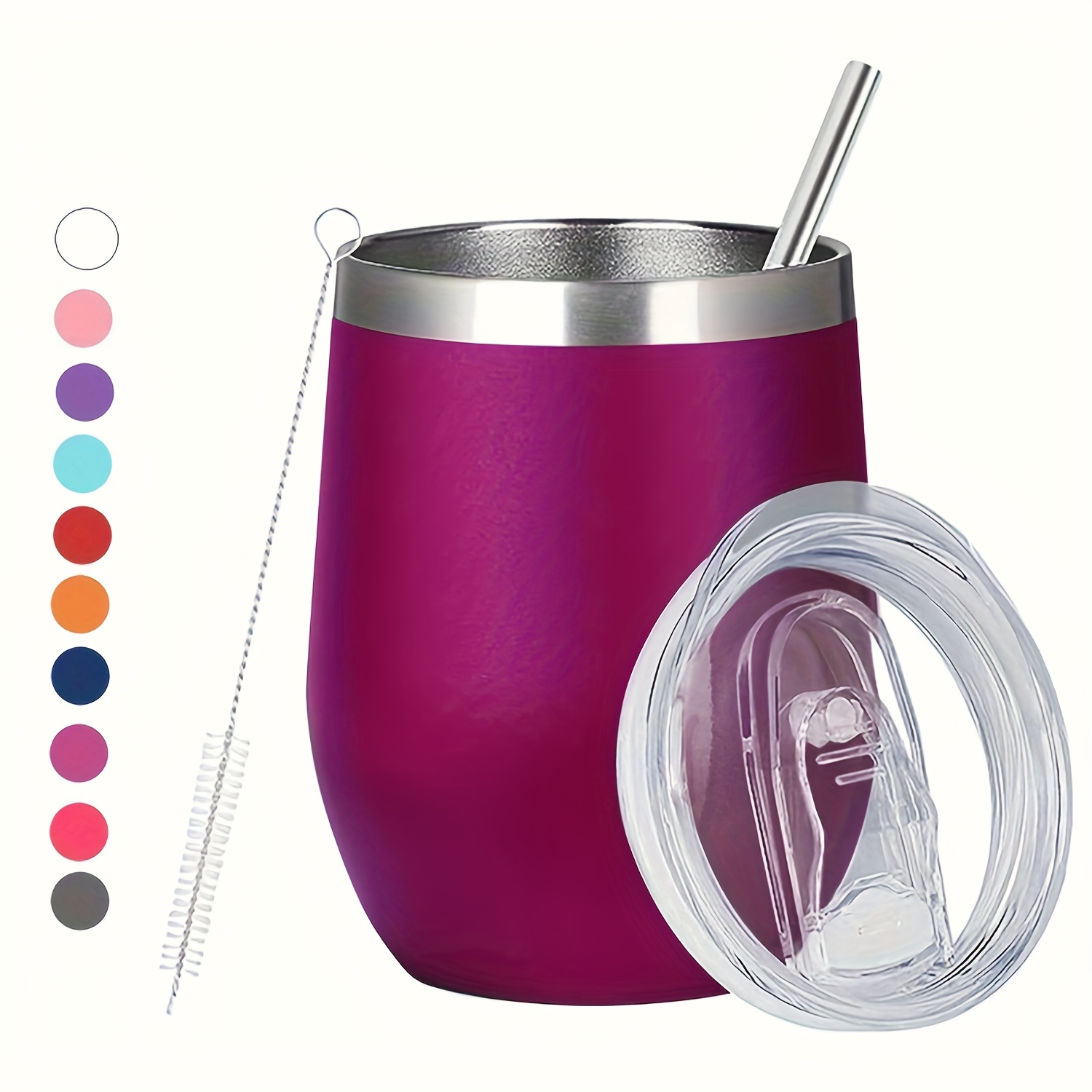 Image of Stainless Steel Vacuum 12oz Eggshell Shaped Tumbler With Lid And Straw Portable Travel Drinkware For Insulated