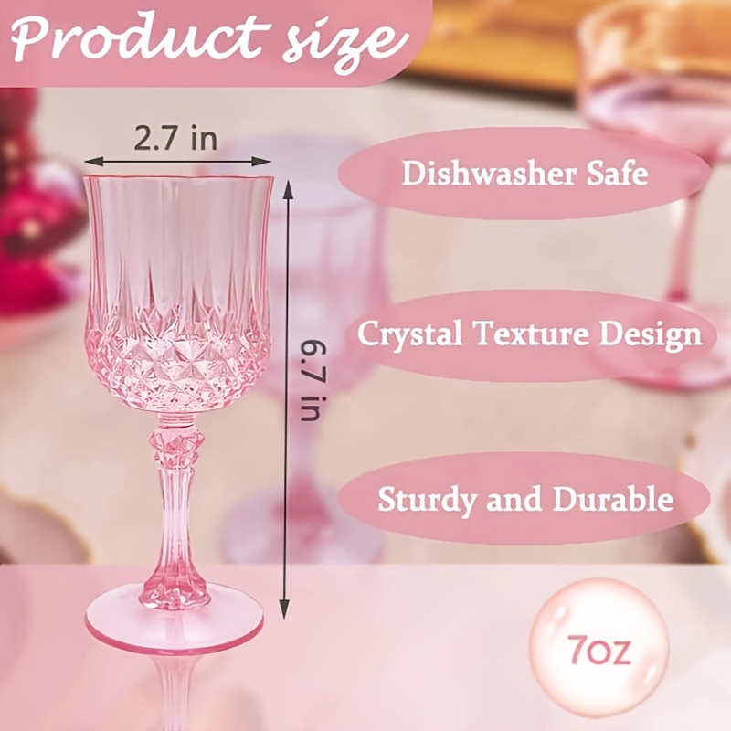 24pcs pink plastic wine glasses pink plastic goblets parties Temu