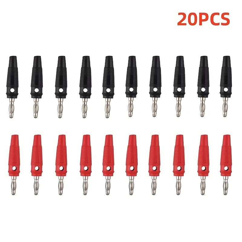 E-shop 20 Stück schwarze und rote 4mm Laternenkopf Bananenstecker