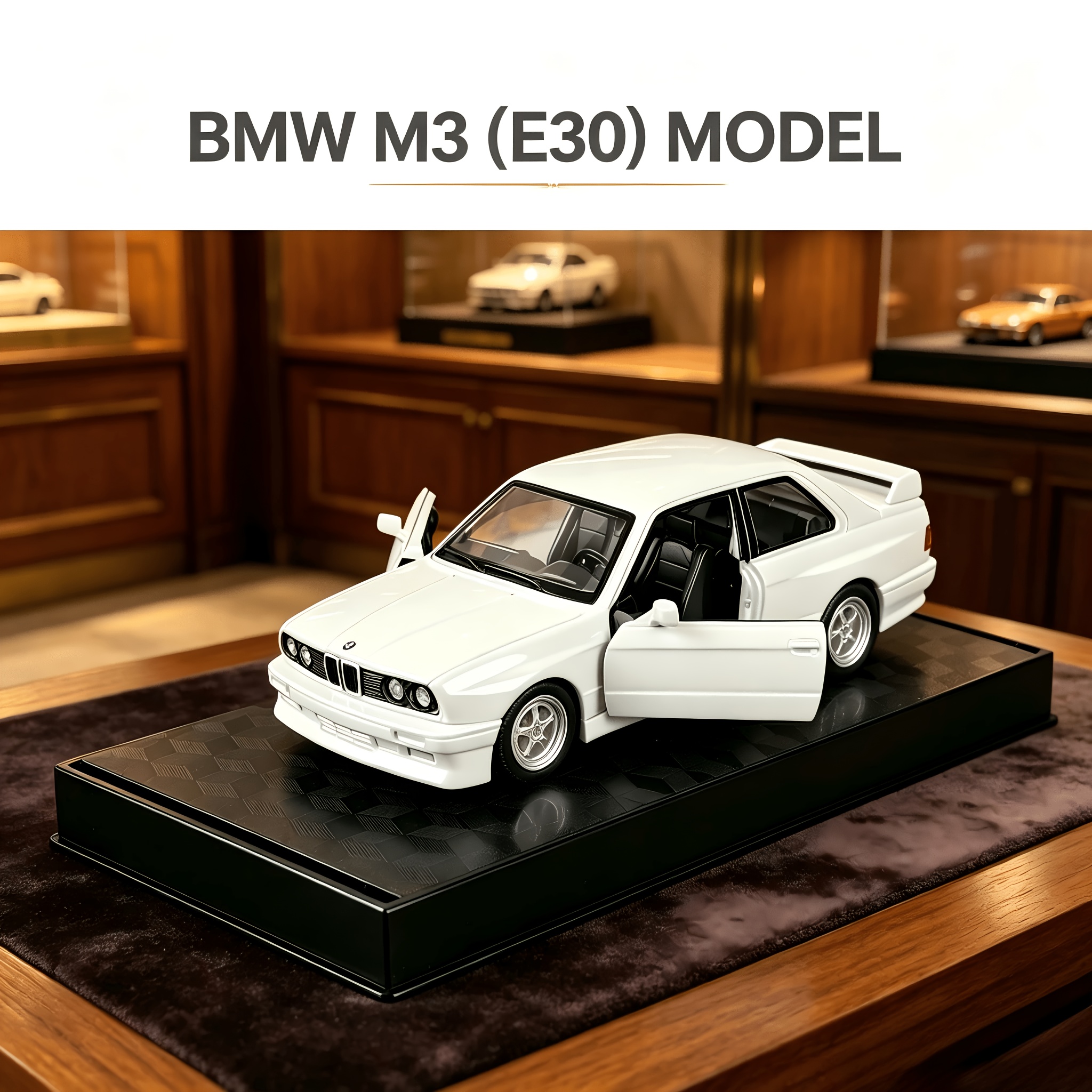 Image of 1:36 Scale For M3 Retro Car Model, Alloy Body, Openable Doors With Display Base, Home Bedroom Study Decor Ornament, Collectible Craft For Car Model Enthusiasts, Christmas Holiday Gift