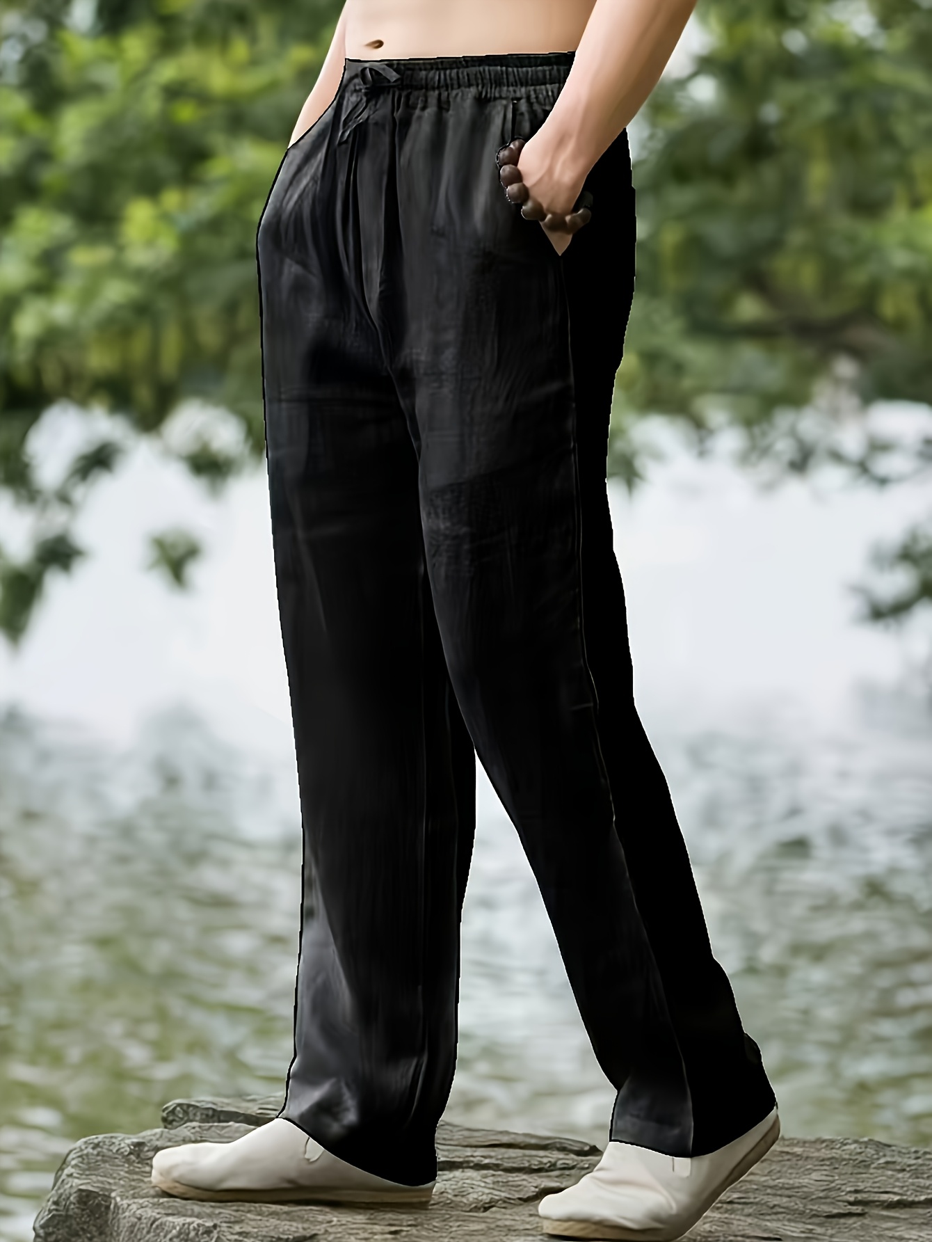 thin mens slacks in summer solid color loose trousers Temu Greece
