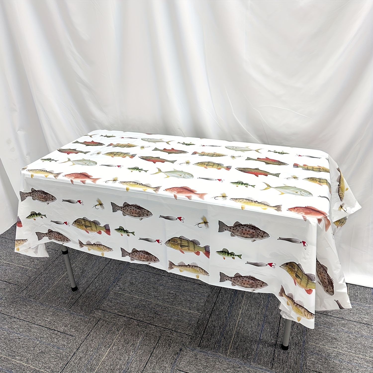 

Fishing Enthusiast's Dream: 54"x108" Fish-themed Party Tablecloth - Perfect For Birthday Celebrations & Decor, Easy Clean Fishing Birthday Party Decorations Fishing Party Decorations