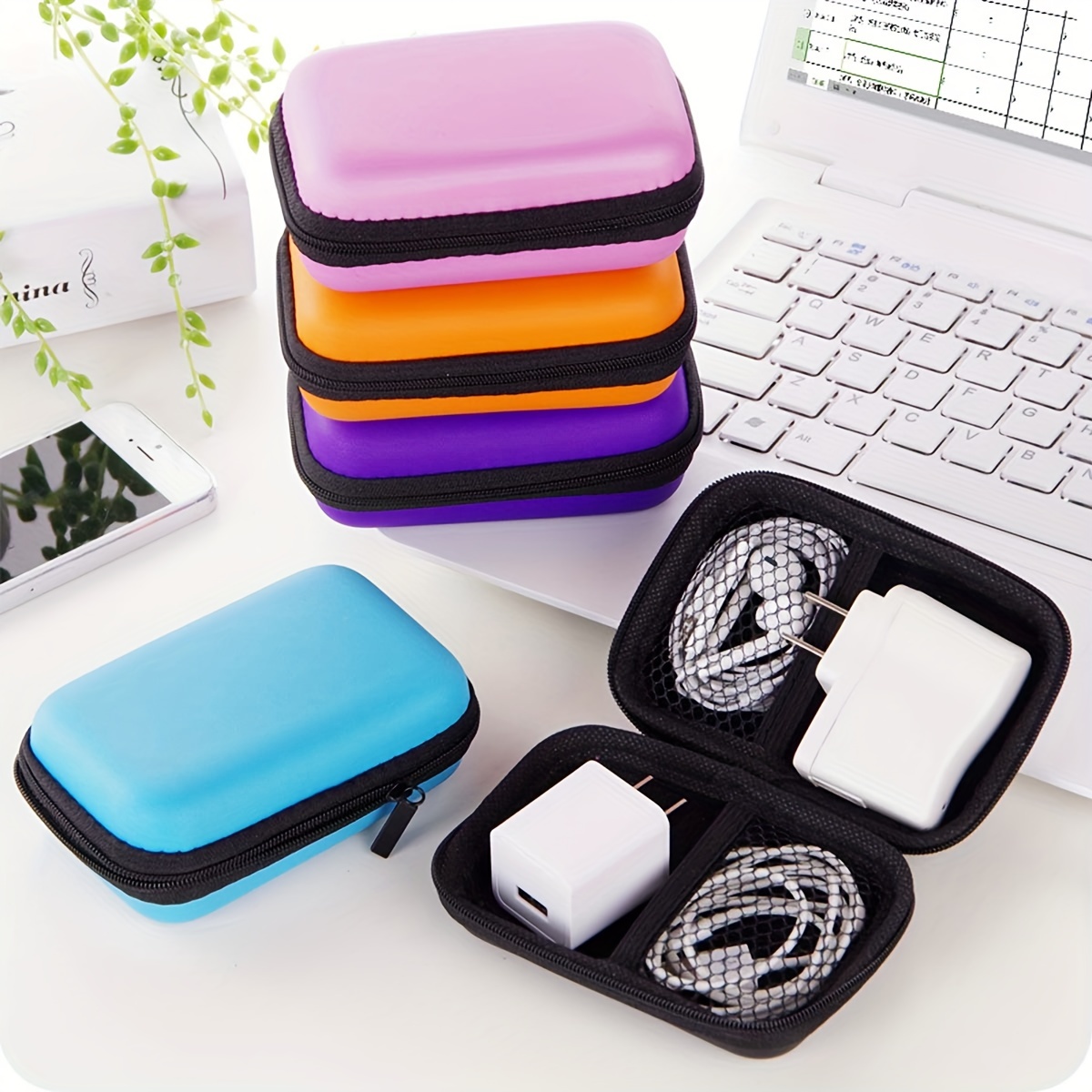 

1pc Portable Cable Organizer Bag - Waterproof, Dirt-resistant & Shockproof Zippered Pouch For , Earphones & Accessories Storage