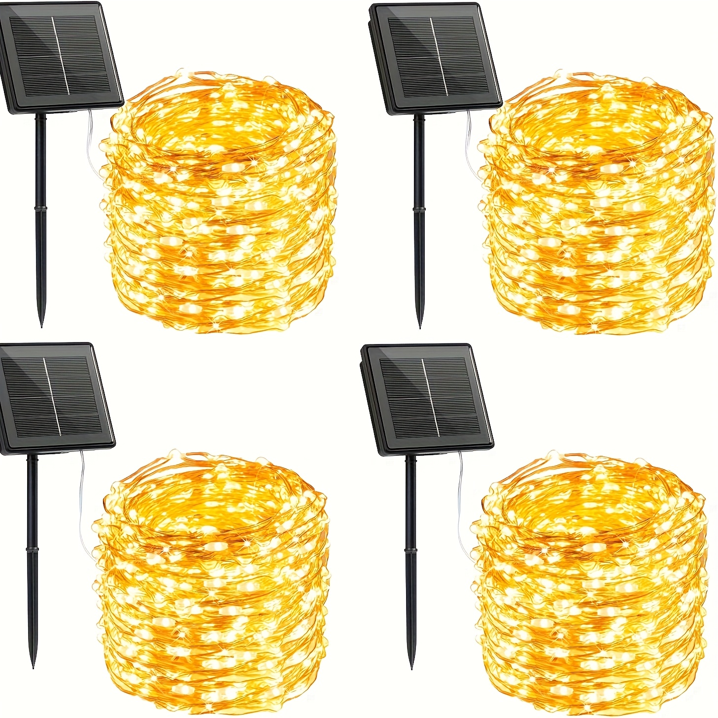 TEMU 4pcs 160ft Solar String Lights - 400pcs Led Outdoor Fairy Lights, 8 Modes, For Garden, Patio, Tree Decoration - Christmas, Weddings & Parties