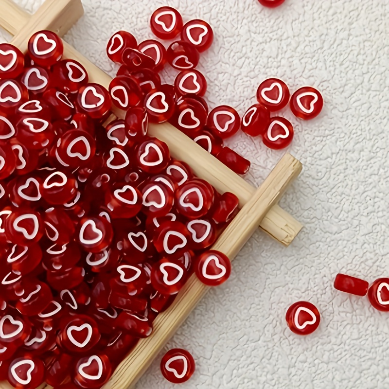 

100pcs Heart Acrylic Beads For Making - Handcraft Supplies, Jewelry Making Supplies