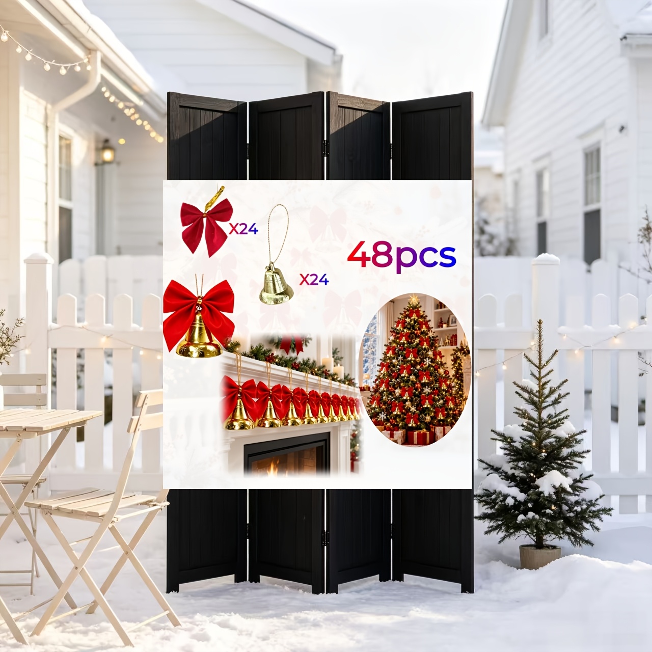 TEMU 48 pezzi di dorate da appendere con fiocchi rossi, ornamenti natalizi, essenziali per la decorazione , Natale, Halloween, Capodanno, decorazioni