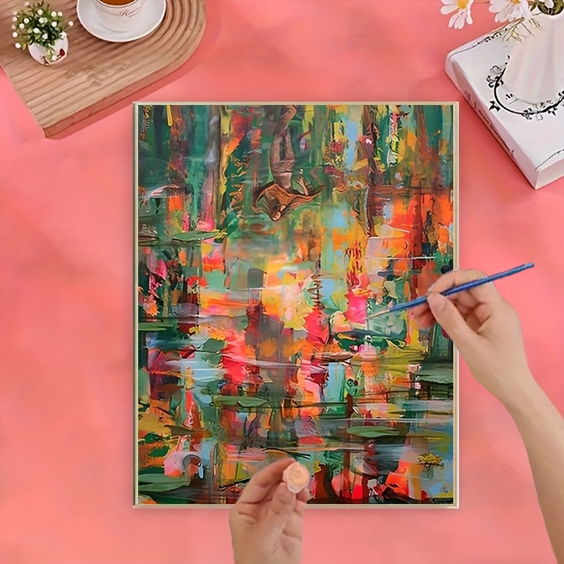 TEMU 1 Beginner's Diy Adult Acrylic Painting Kit - Includes Acrylic Paints, Canvas, 3 Brushes, And Manual | Colorful Acrylic Art Featuring A