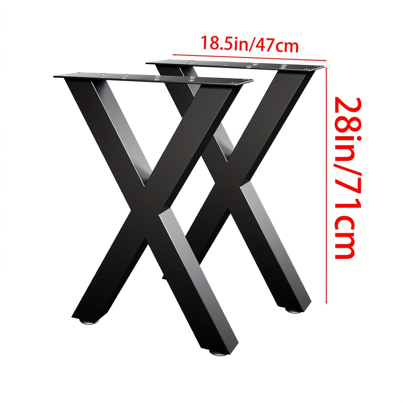 TEMU 2pcs X-shaped Iron Table Legs, Heavy-duty Square Tube Stool Legs, Diy Furniture Leg Replacement For Coffee Tables, Dining Tables, Coffee Tables,