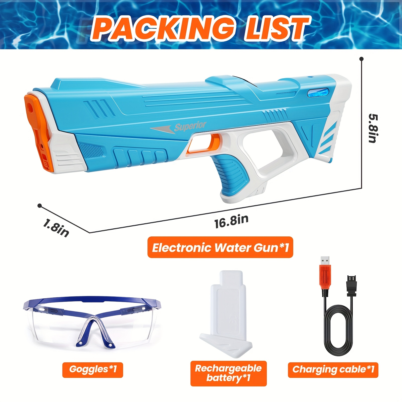 Electric Water Gun, Squirt Guns 39 Ft Range, Auto Suction Water Guns For Adults, Pool Beach Outdoor Party Toys, Powered Squirt Gun, Automatic Water Gun