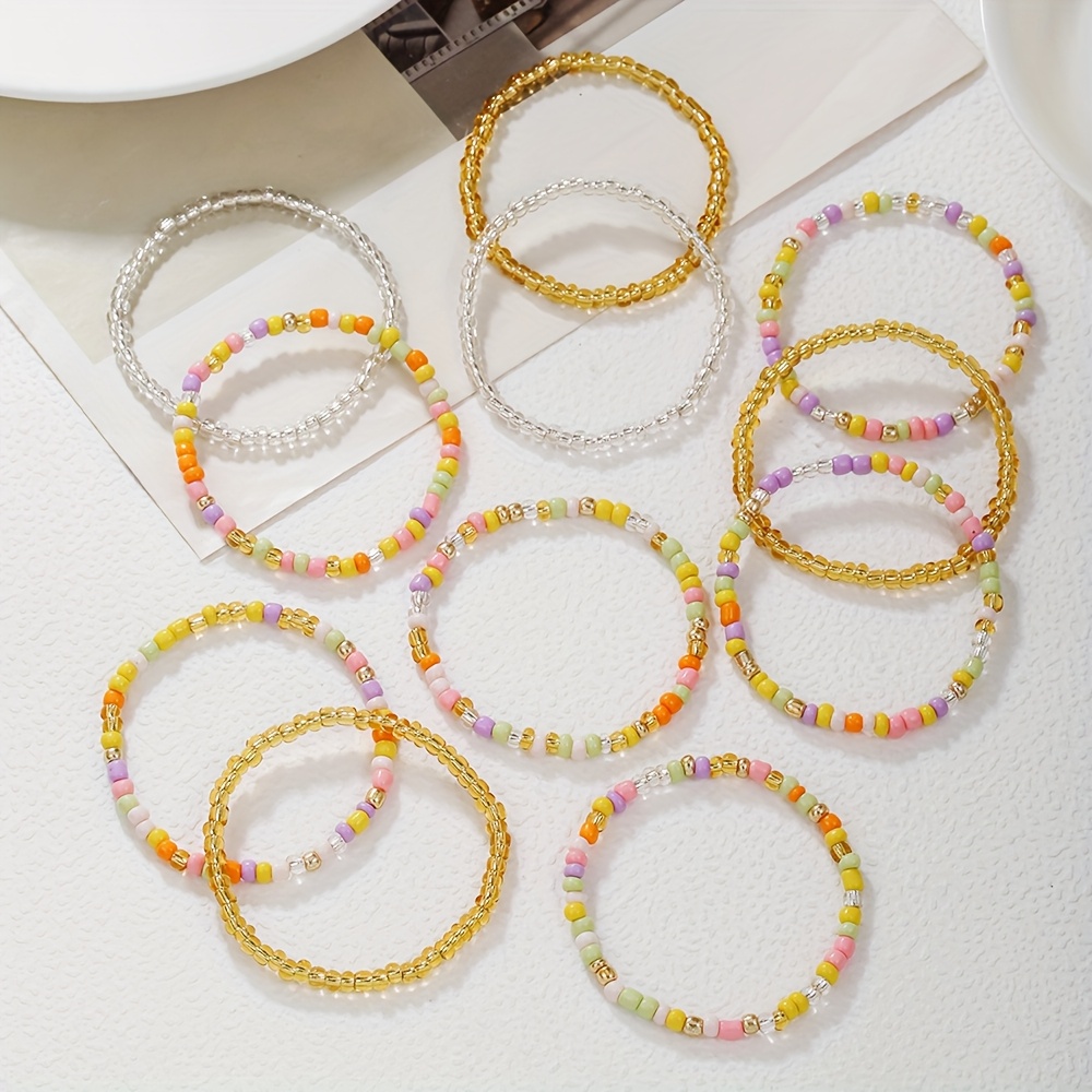 11pc Bohemian Style Handmade Beaded Bracelet Set for Women