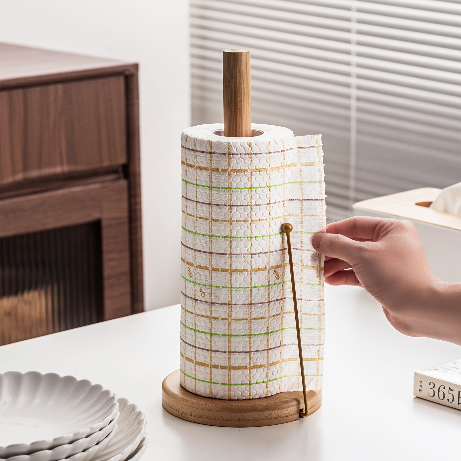 vertical tissue holder kitchen paper towel rack cloth holder cling film rack storage stand storage column upright roll paper holder home use kitchen use Product details 1