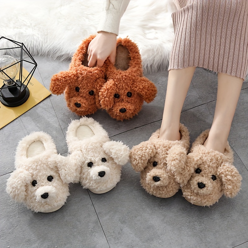 

Fuzzy Slides For Dog Lovers Animal Slippers Fluffy And Cozy Slippers