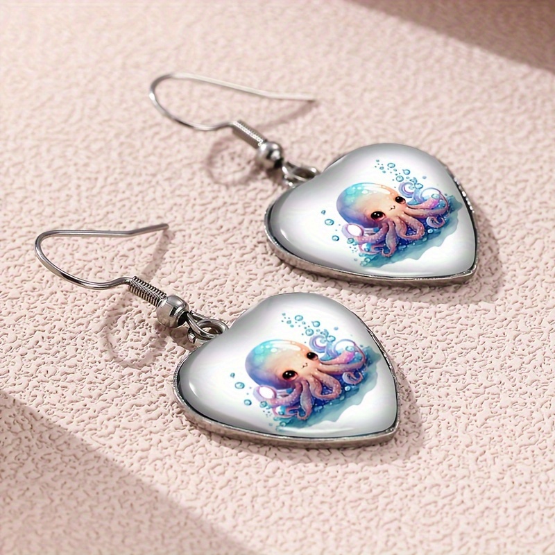 Cute Octopus Heart-Shaped Earrings for Women