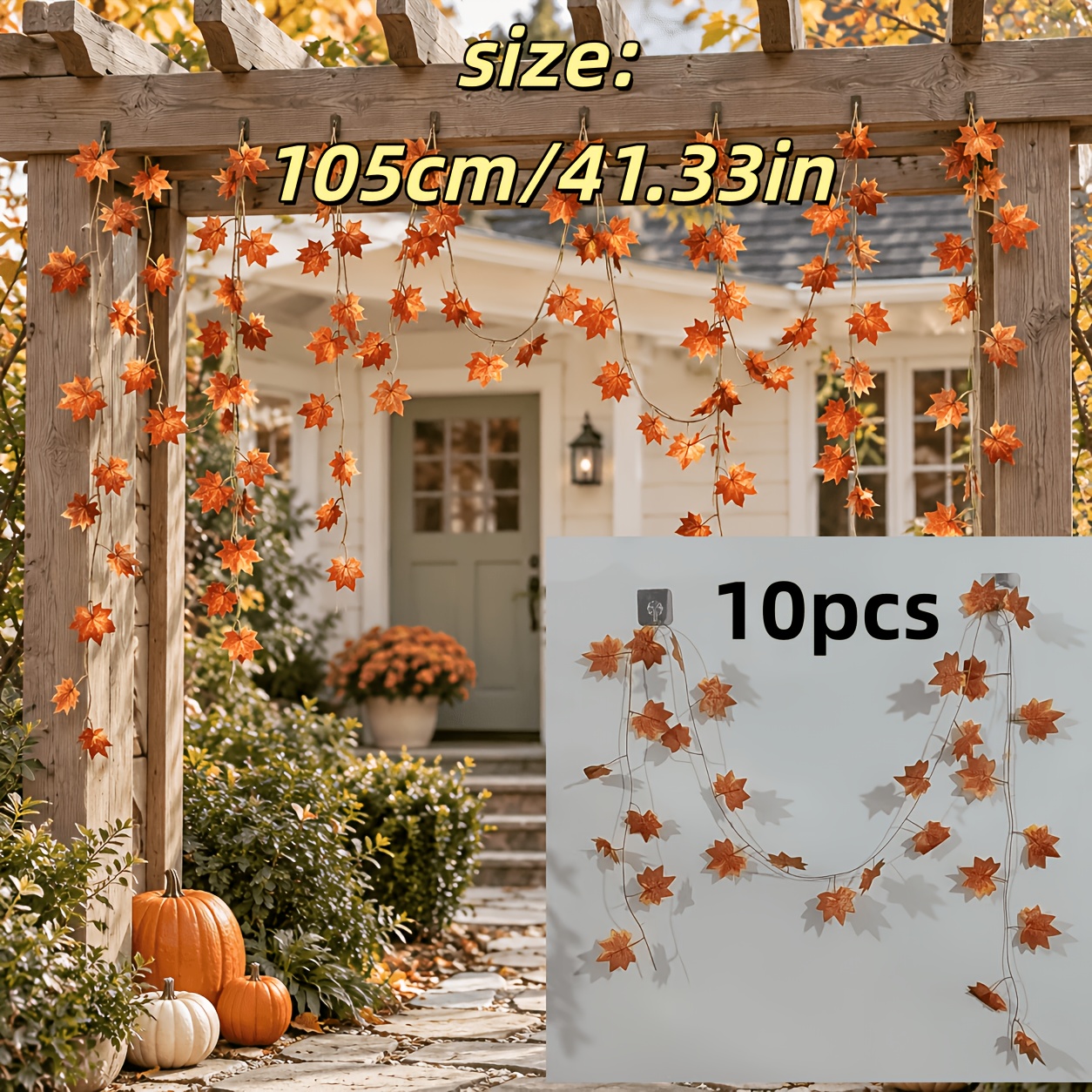 TEMU 10pcs Set Of Luxurious Large Artificial , Total Length 452 Inches, Suitable For Halloween, Thanksgiving, And Festival And Other Autumn-themed