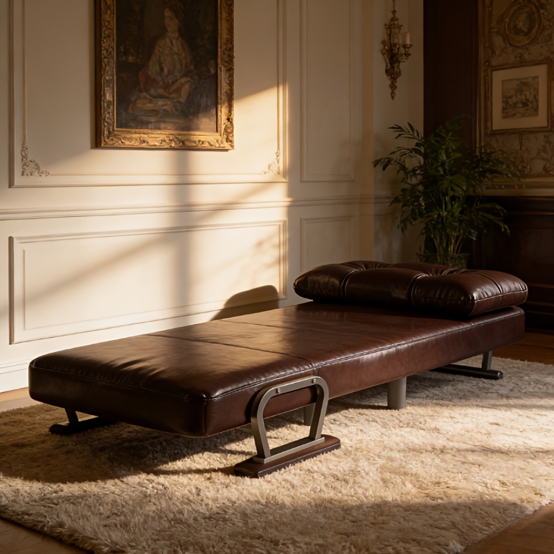 TEMU 1 Seater Sofa Bed | Removable Faux Leather Cushion, Soft Comfortable, Brown For Living Room And Office, Metal Frame With Memory Foam