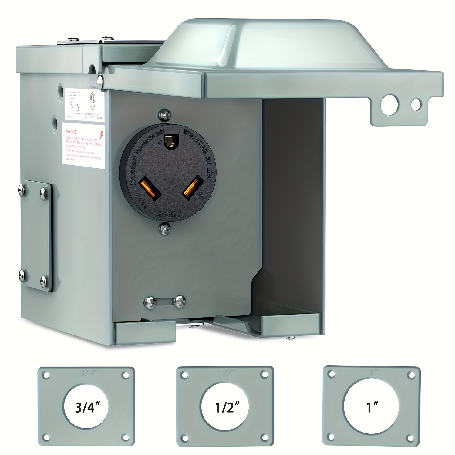 TEMU Heavy-duty 30amp Outlet Box - 125v Tt 30r, Pre-drilled, Etl , Lockable Enclosed Design For Camper, , Motorhome, Van