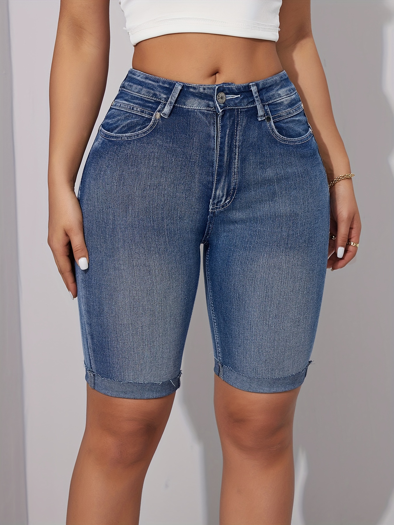 Blue Double Button Denim Mini Shorts, High Stretch Low Waist Sexy Style Hot  Denim Shorts, Women's Denim Jeans & Clothing