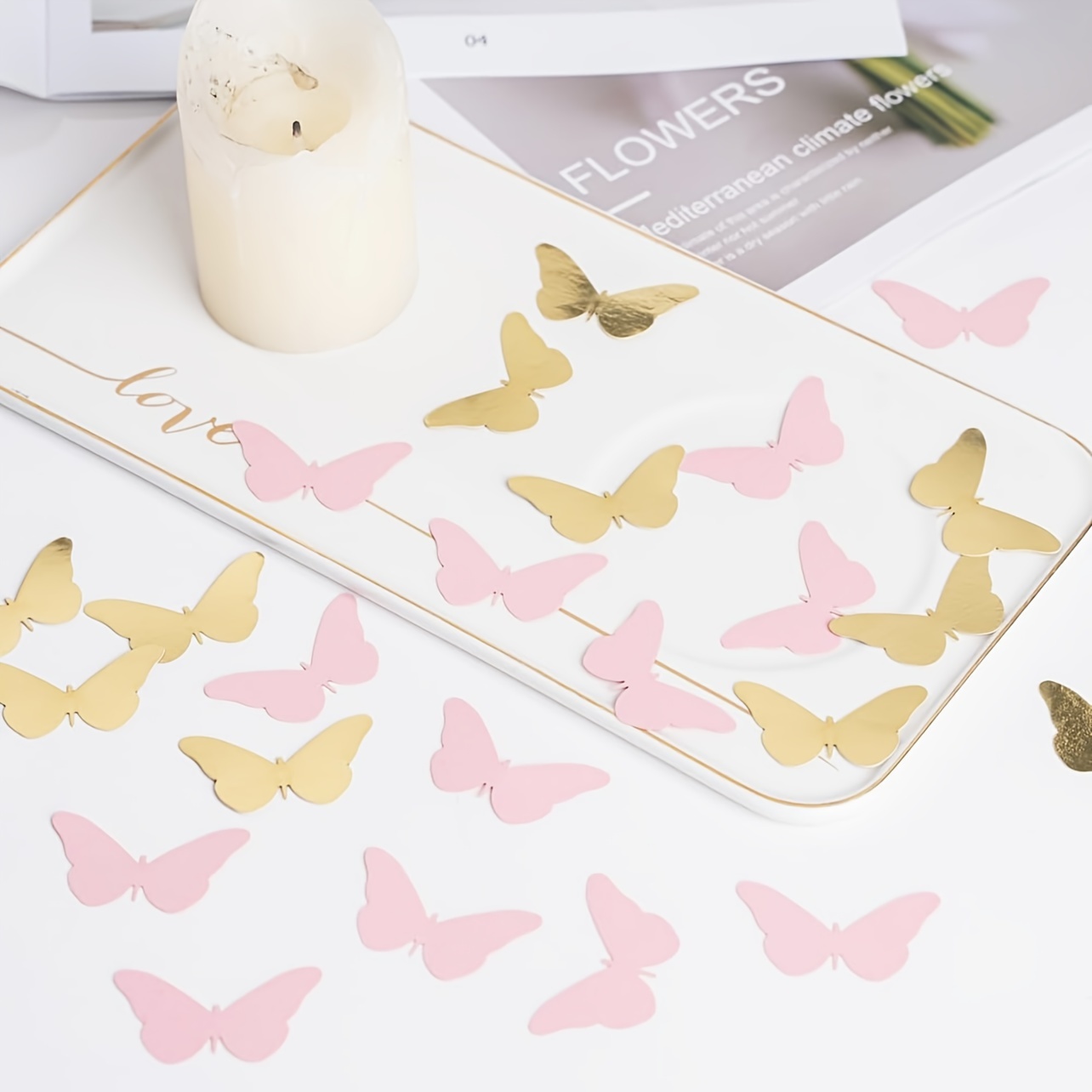 Shaped Golden Pink Hard Card Confetti Birthday Party Throwing Confetti Desktop Decoration Supplies