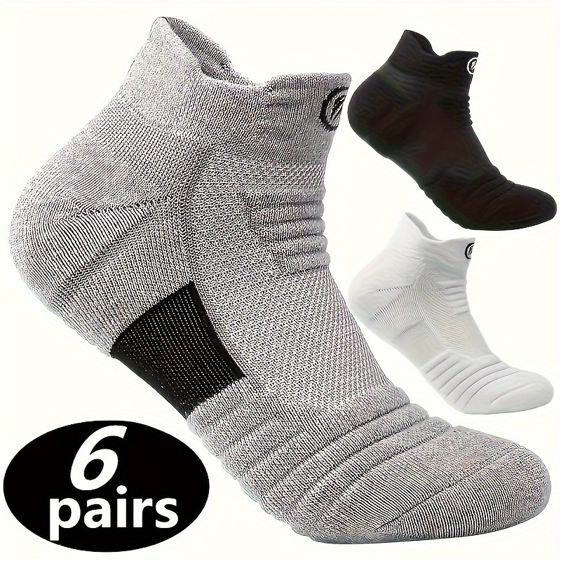 

6pairs Solid Color Knit Sports Socks For Men And Women - Ultra-comfortable, Sweat-absorbing, Deodorant, Breathable, Shock-absorbing, Non-slip, Thickened Padded For Outdoor Activities