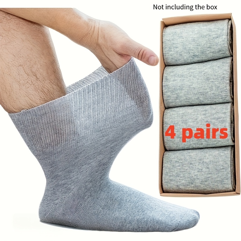 TEMU 4 Pairs Of Extra-large Socks | Extra-wide Non-constricting Sock Cuffs | Soft And Breathable Fabric, Designed For Sensitive Feet And, Unisex,