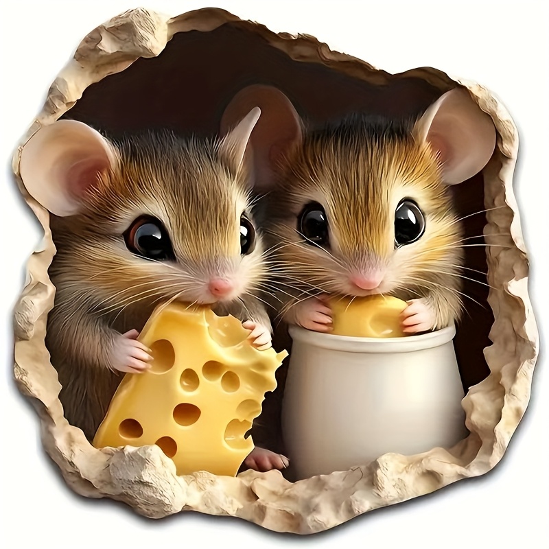 Image of 6inch Cute Mice Eat Cheese Vinyl Decal,car Sticker For Laptop, Bottle, Truck, Phone, Motorcycle, Window, Wall, Cup Decals