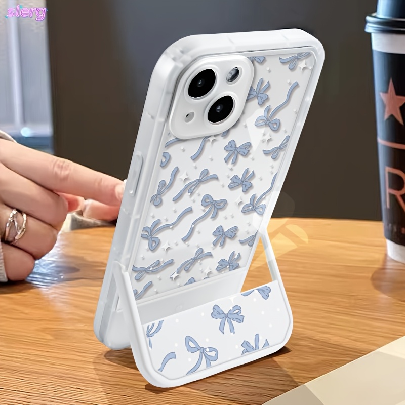 TEMU Phone Case: 2025 New Fashionable Creative Multi-functional Design Shockproof Bow Pattern Stand Case, Suitable For Iphone