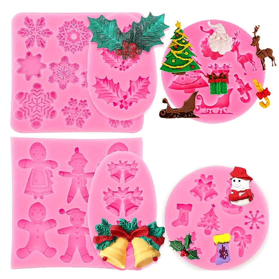 

A Set Of 6pcs For Christmas, Including Christmas Tree, Reindeer, And Holly Leaves, Suitable For Diy Clay, Soft Clay, Resin, And Silicone Mold Making.