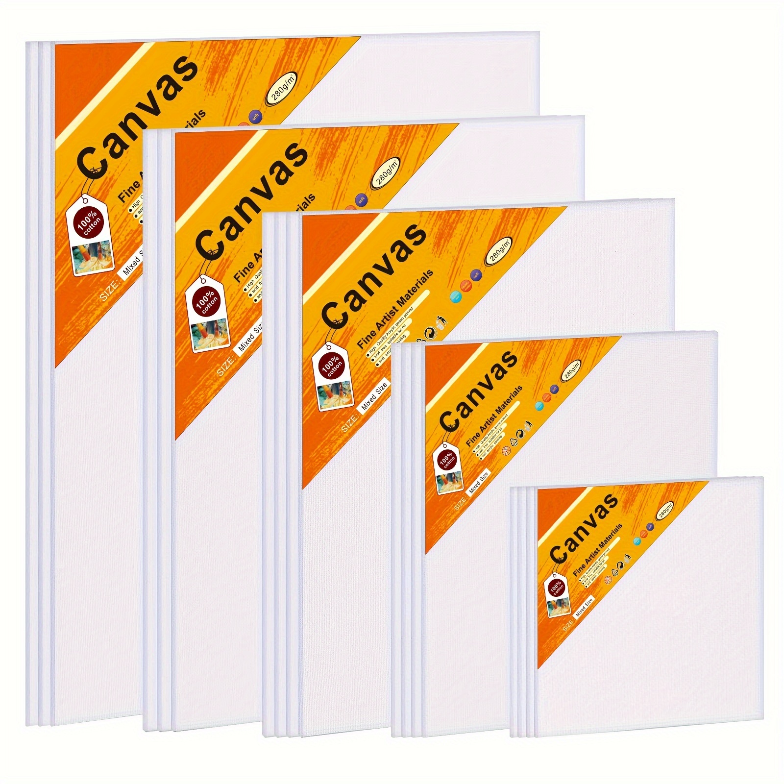 

Canvas Boards For Painting, 18 Painting Canvas , 4x4, 5x7, 8x10, 9x12, 11x14 Inches 3mm Canvas Panels, Painting Supplies For Acrylic, Oil Paint, , Watercolor, Gouache