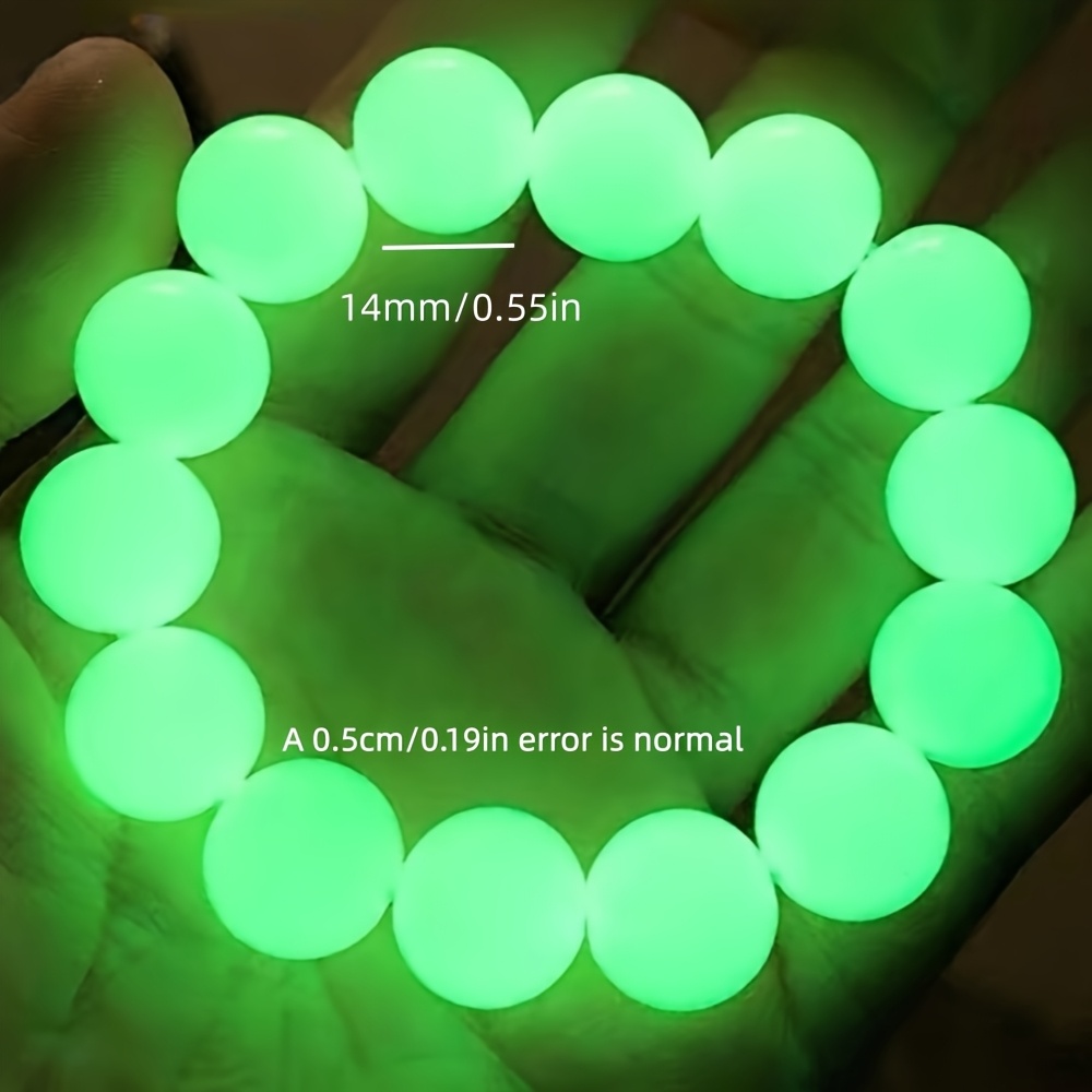 TEMU Luminous Acrylic Beaded Bracelet - Fashionable Round Beads Couple's Bracelet For Men And Women, One, Lady